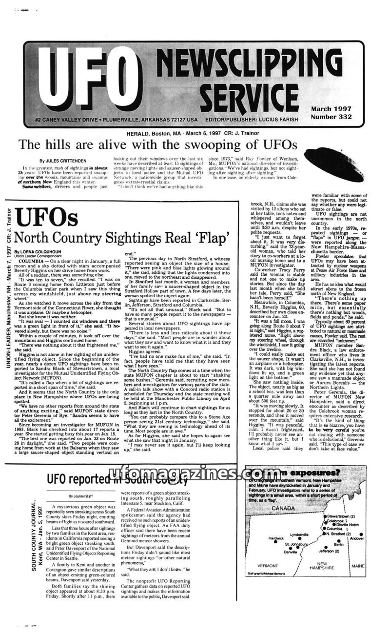 Cover of UFO Newsclipping Service issue Number 332: UFO NEWSCLIPPING SERVICE
