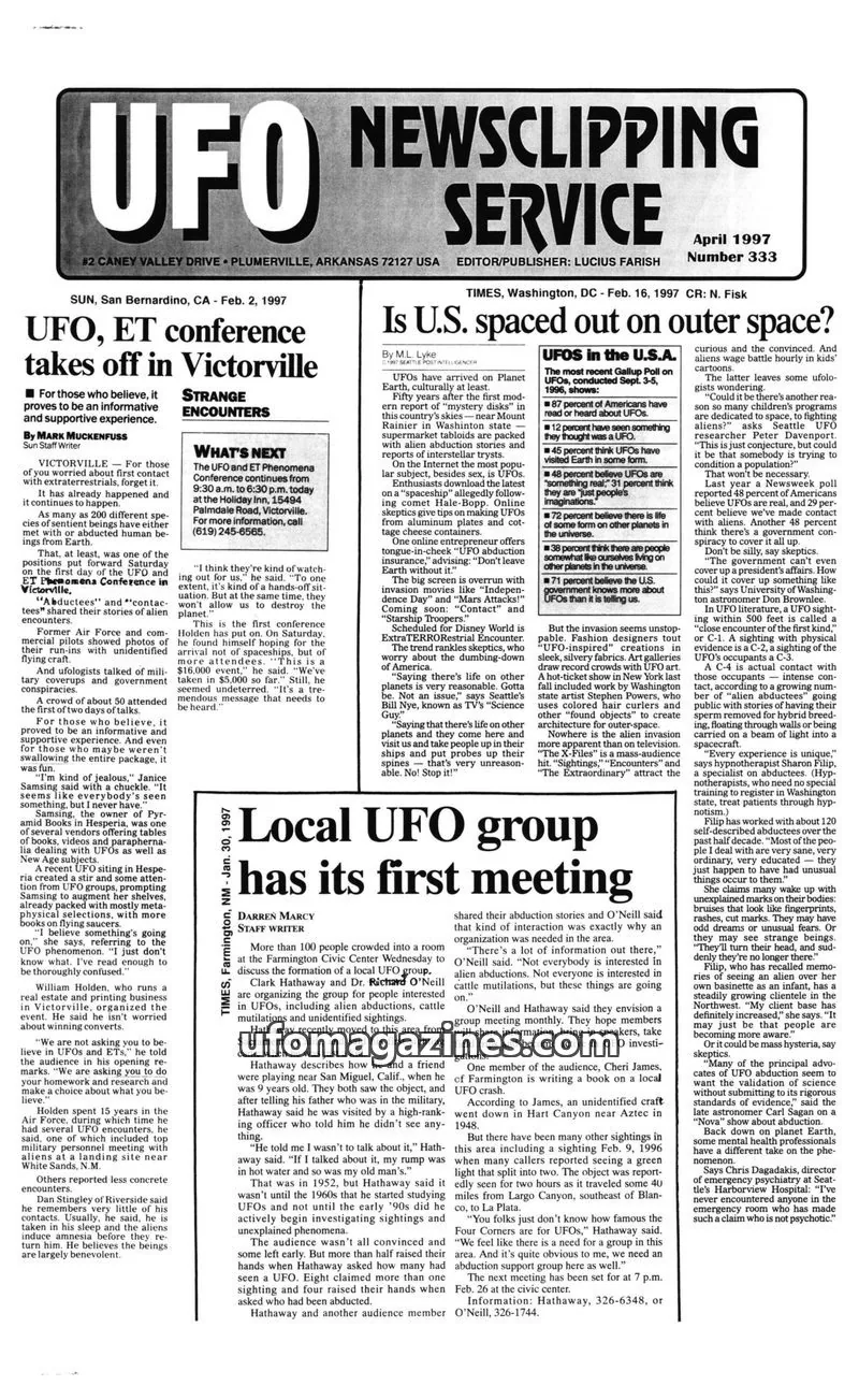 Cover of UFO Newsclipping Service issue Number 333: UFO NEWSCLIPPING SERVICE