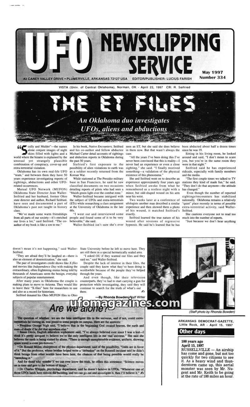 Cover of UFO Newsclipping Service issue Number 334: UFO NEWSCLIPPING SERVICE