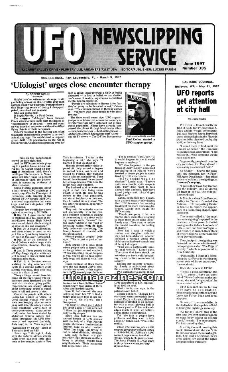 Cover of UFO Newsclipping Service issue Number 335: UFO NEWSCLIPPING SERVICE
