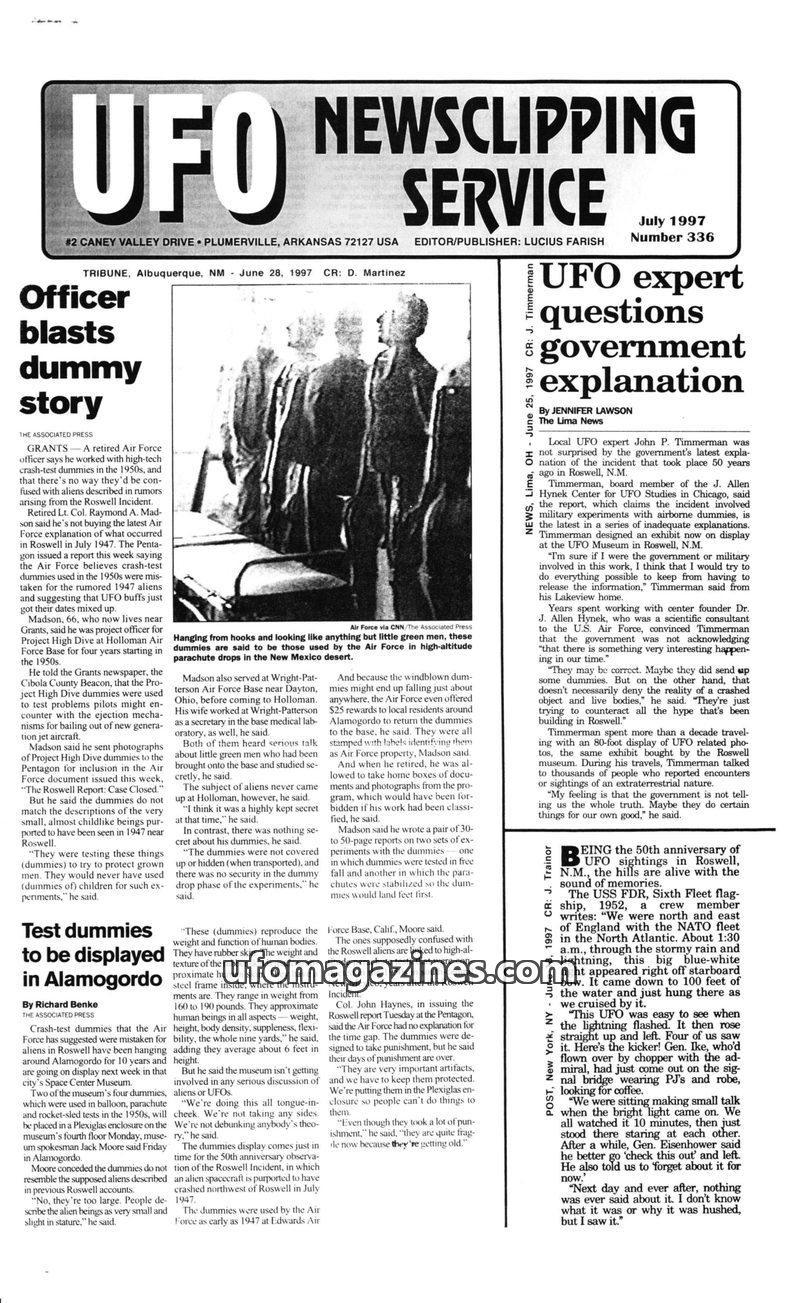 Cover of UFO Newsclipping Service - 1997 07 - no 336