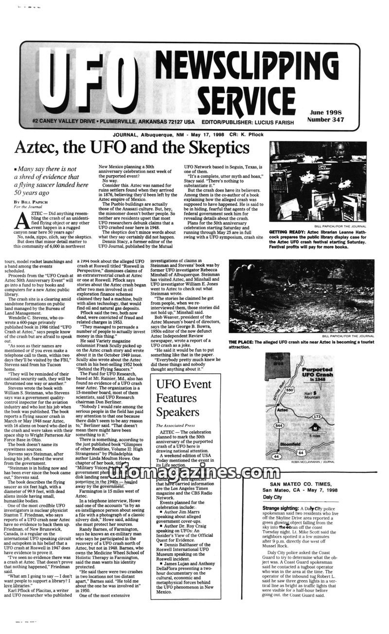 Cover of UFO Newsclipping Service - 1998 06 - no 347