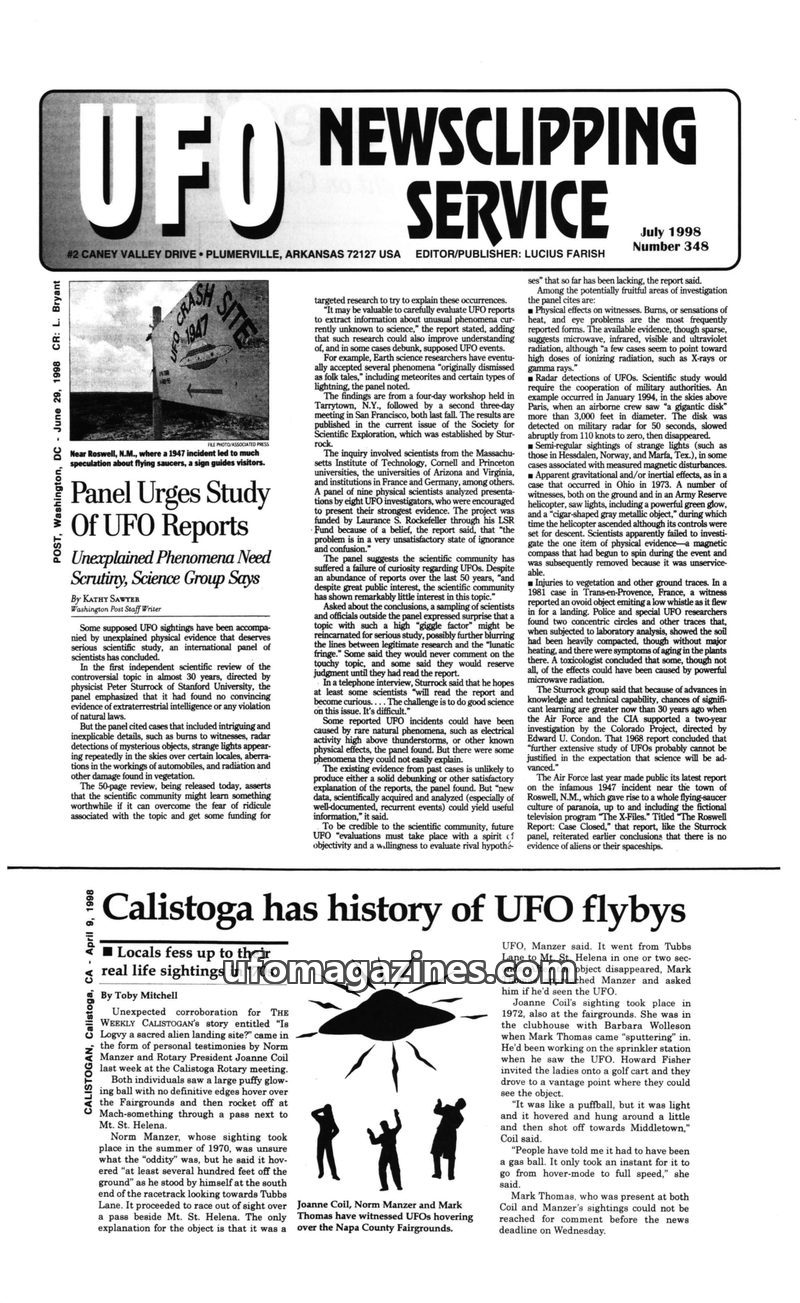 Cover of UFO Newsclipping Service - 1998 07 - no 348