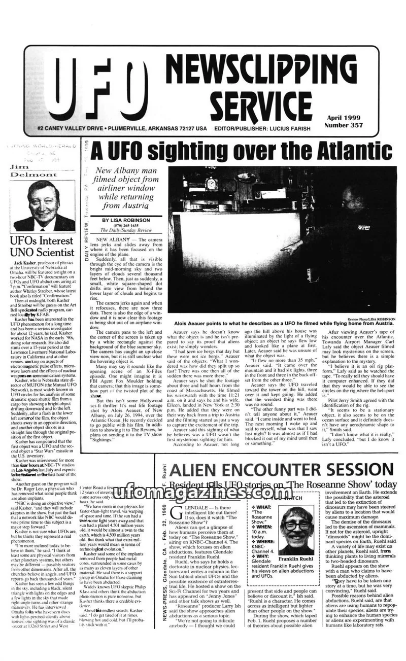 Cover of UFO Newsclipping Service issue Number 357: UFO NEWSCLIPPING SERVICE
