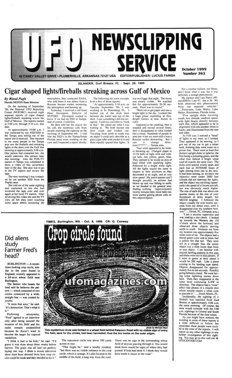 Cover of UFO Newsclipping Service - 1999 10 - no 363