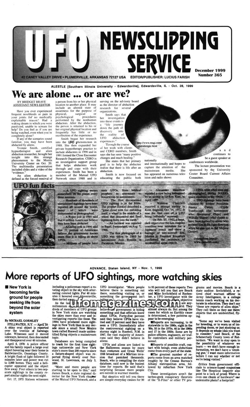 Cover of UFO Newsclipping Service - 1999 12 - no 365