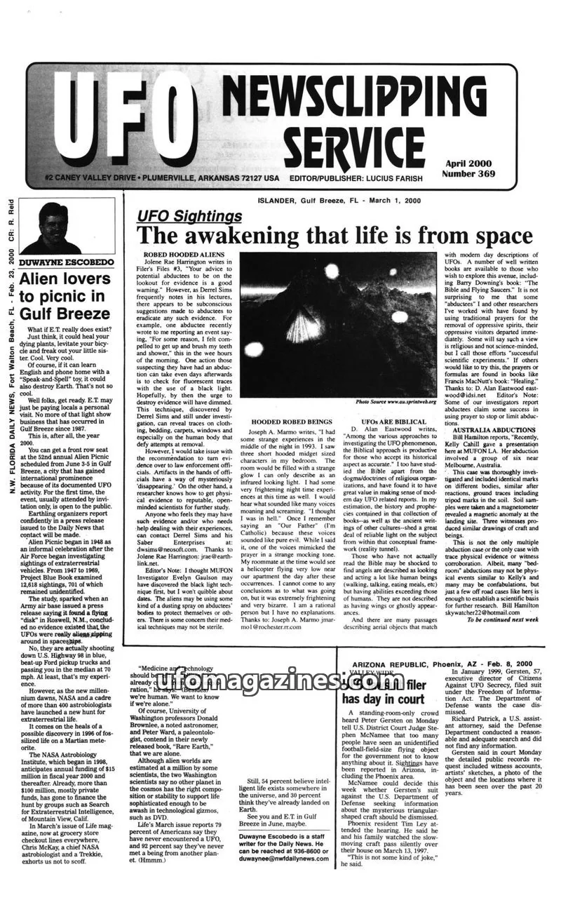 Cover of UFO Newsclipping Service issue 369: UFO Magazine