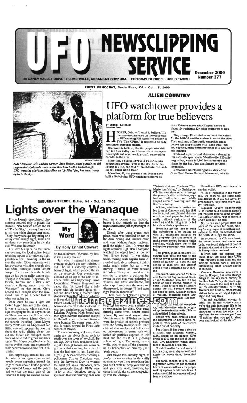 Cover of UFO Newsclipping Service - 2000 12 - no 377