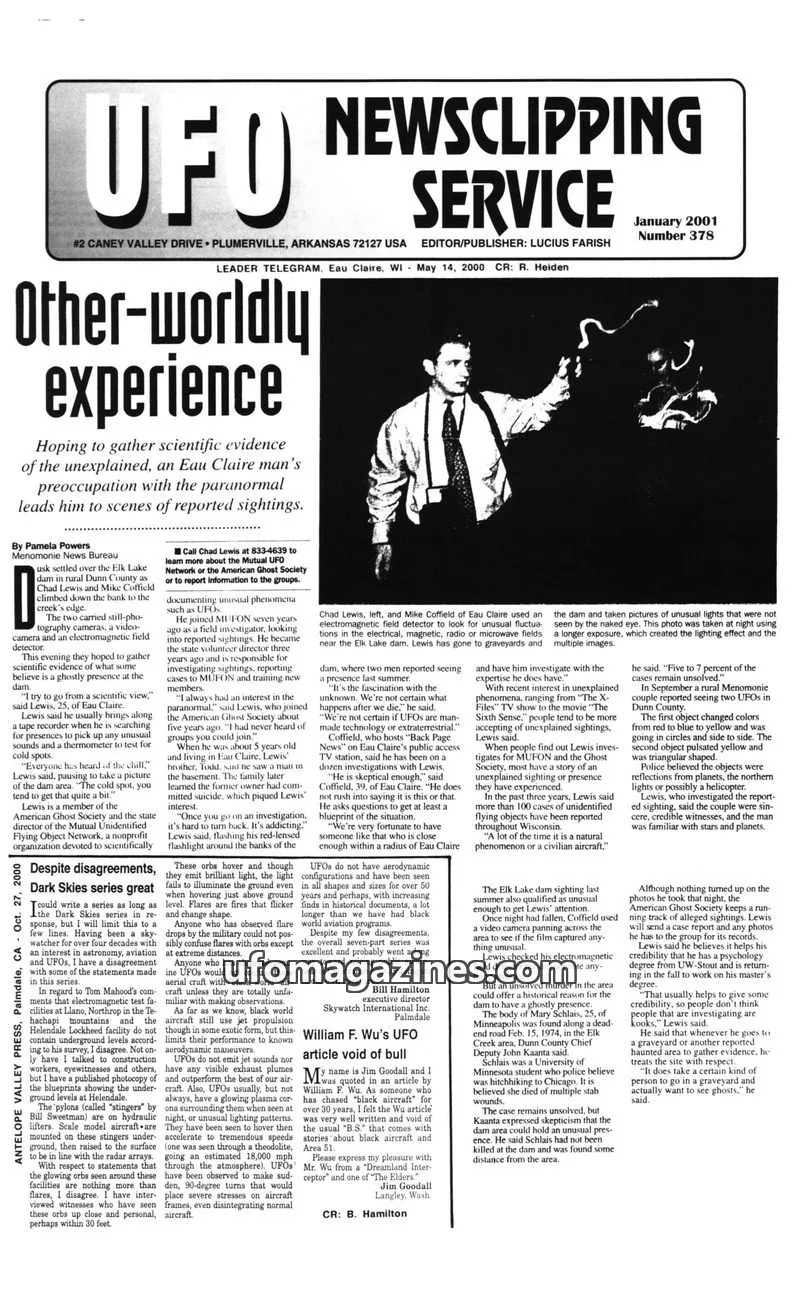 Cover of UFO Newsclipping Service issue 378: UFO NEWSCLIPPING SERVICE