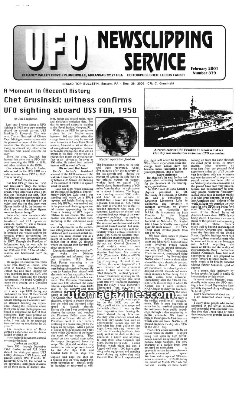 Cover of UFO Newsclipping Service - 2001 02 - no 379
