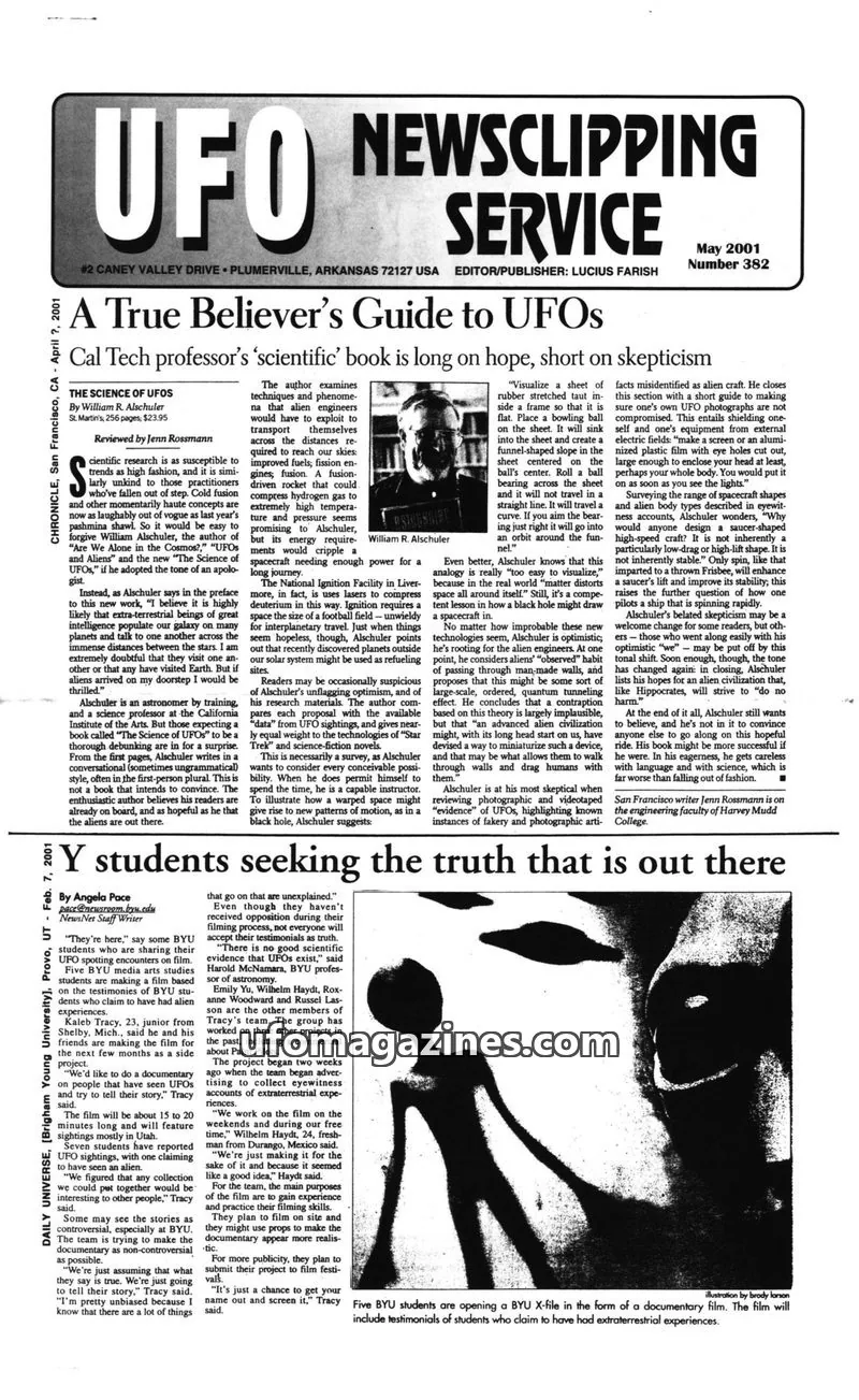 Cover of UFO Newsclipping Service issue 382: UFO NEWSCLIPPING SERVICE