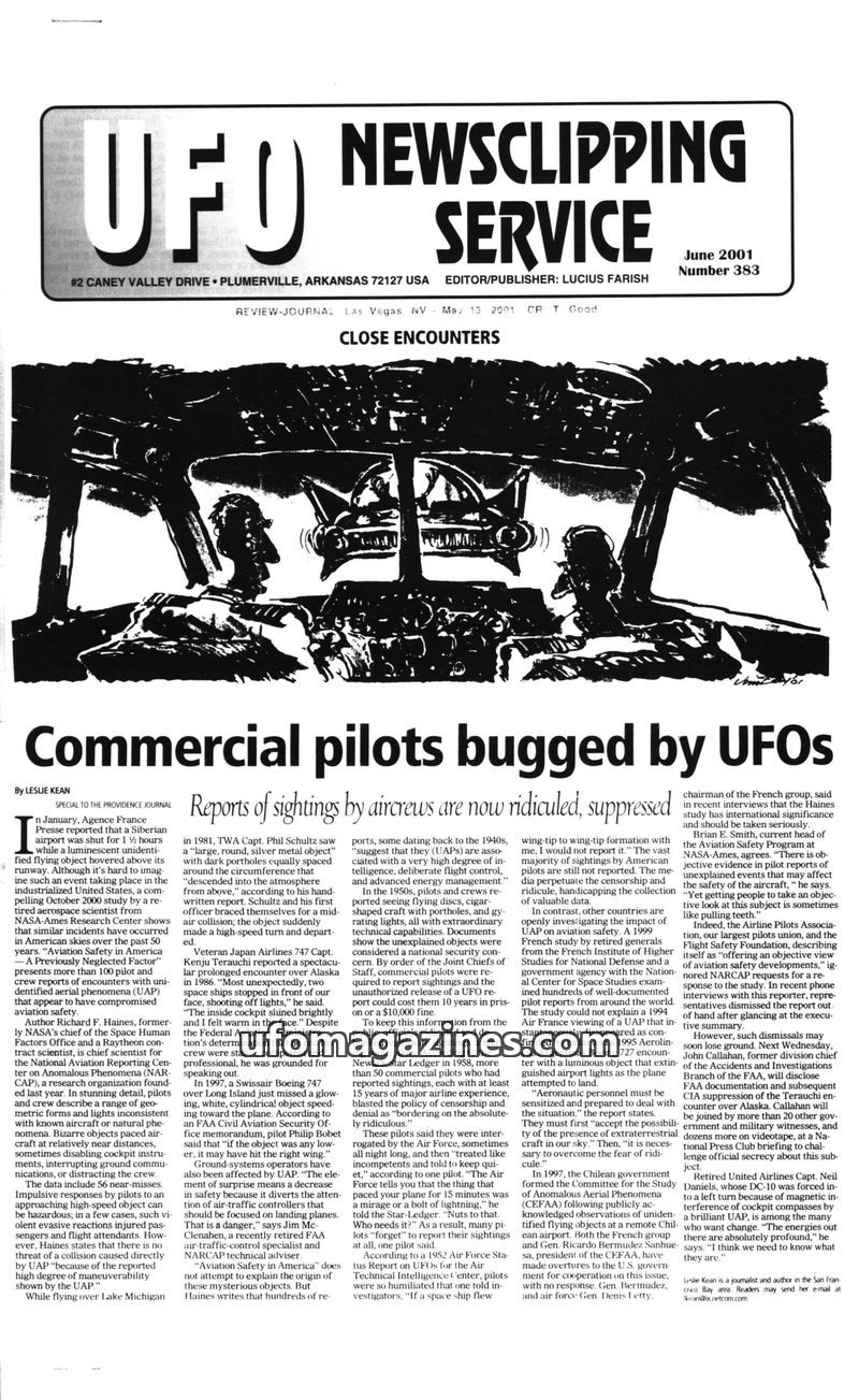 Cover of UFO Newsclipping Service - 2001 06 - no 383
