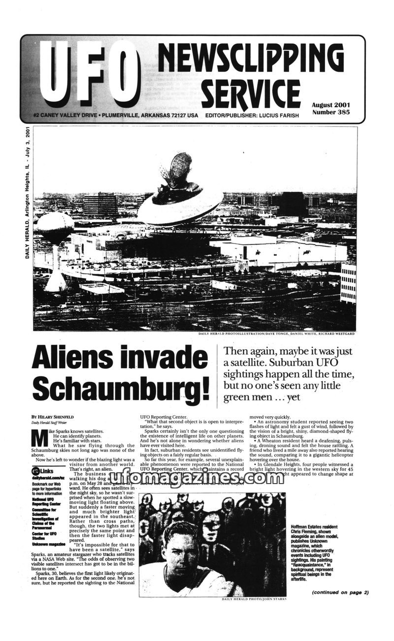 Cover of UFO Newsclipping Service - 2001 08 - no 385
