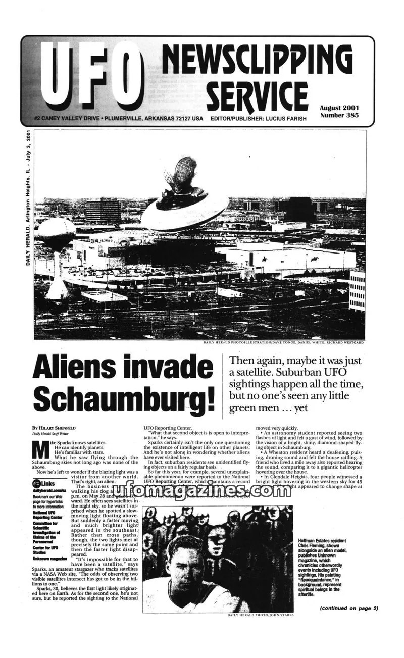 Cover of UFO Newsclipping Service issue Number 385: UFO NEWSCLIPPING SERVICE