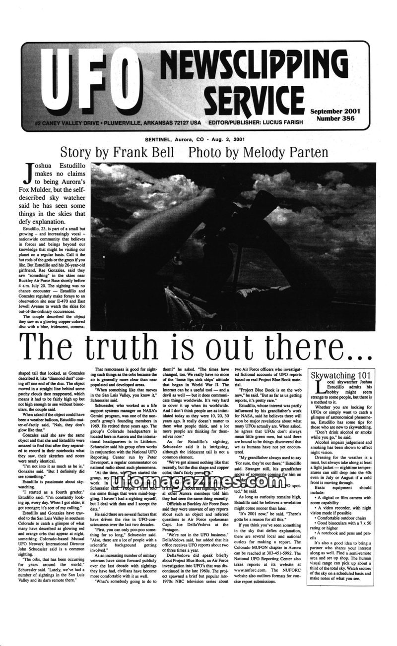 Cover of UFO Newsclipping Service - 2001 09 - no 386