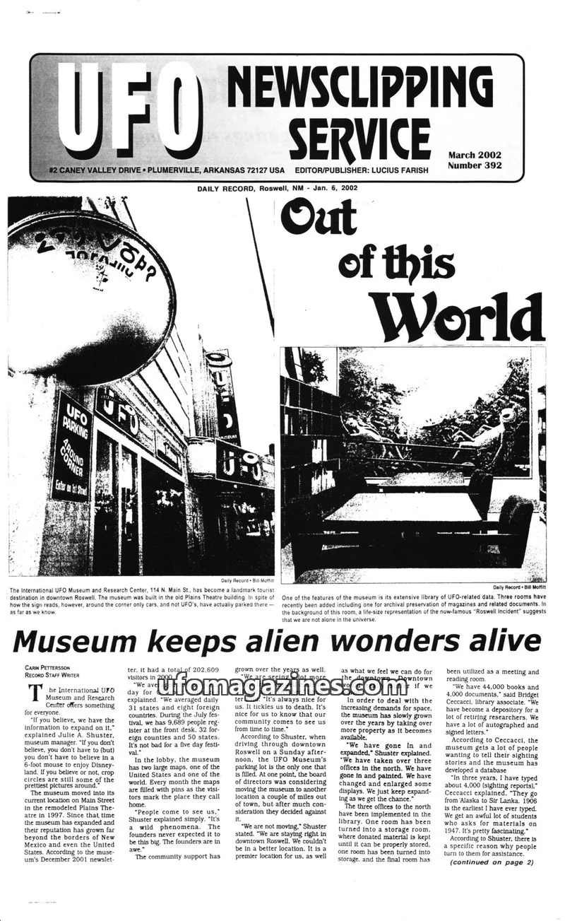 Cover of UFO Newsclipping Service issue 392: UFO NEWSCLIPPING SERVICE