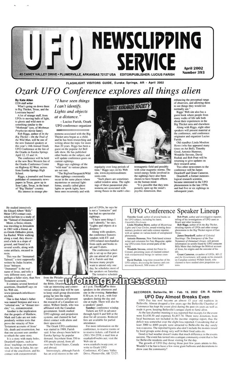Cover of UFO Newsclipping Service issue Number 393: UFO NEWSCLIPPING SERVICE