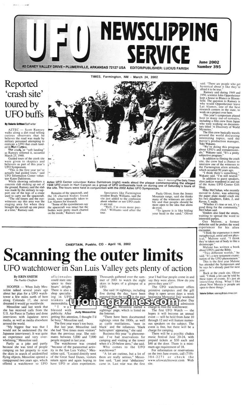 Cover of UFO Newsclipping Service issue Number 395: UFO NEWSCLIPPING SERVICE