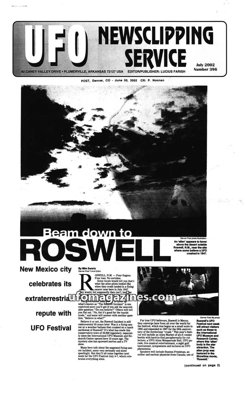 Cover of UFO Newsclipping Service issue 396: UFO NEWSCLIPPING SERVICE