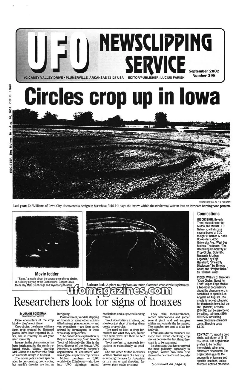Cover of UFO NEWSCLIPPING SERVICE issue Number 398: UFO NEWSCLIPPING SERVICE