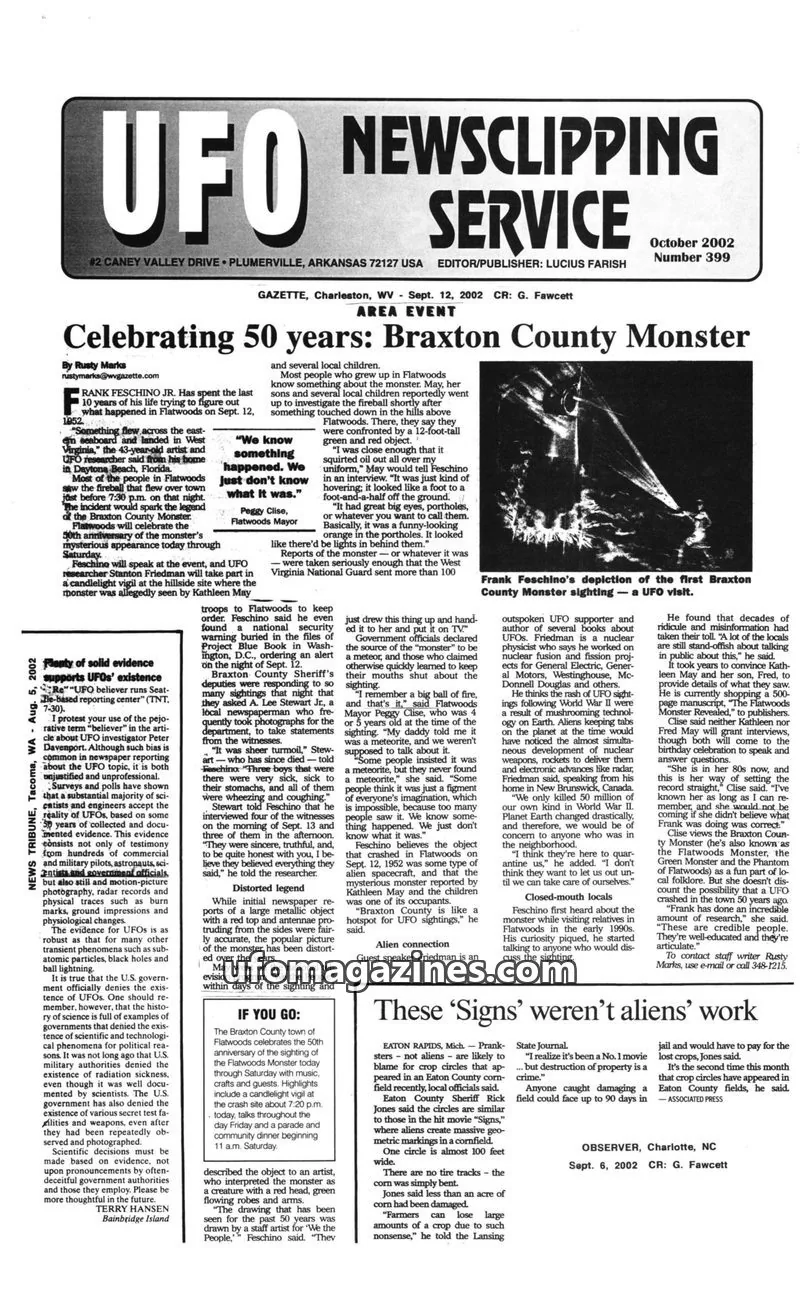 Cover of UFO Newsclipping Service issue Number 399: UFO NEWSCLIPPING SERVICE
