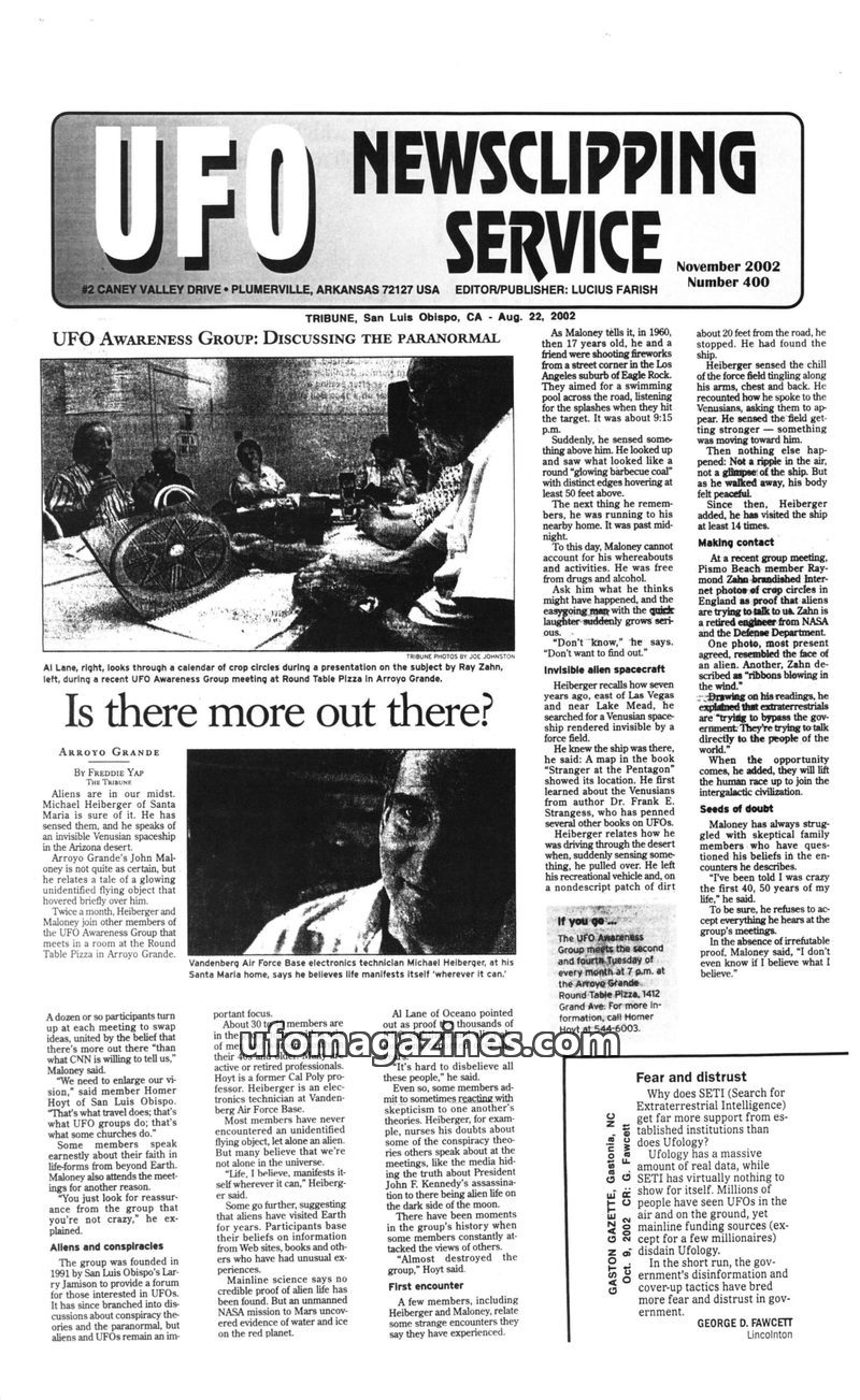 Cover of UFO Newsclipping Service - 2002 11 - no 400