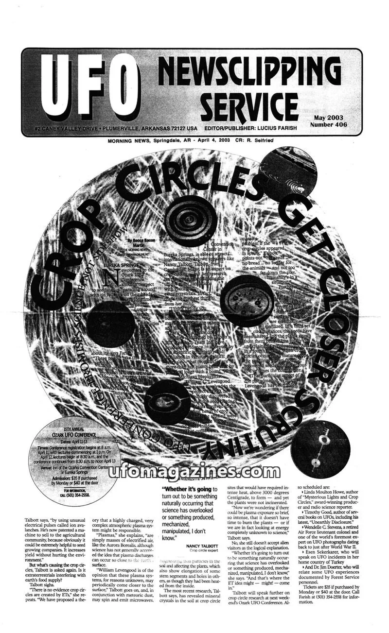 Cover of UFO Newsclipping Service issue 406: UFO NEWSCLIPPING SERVICE
