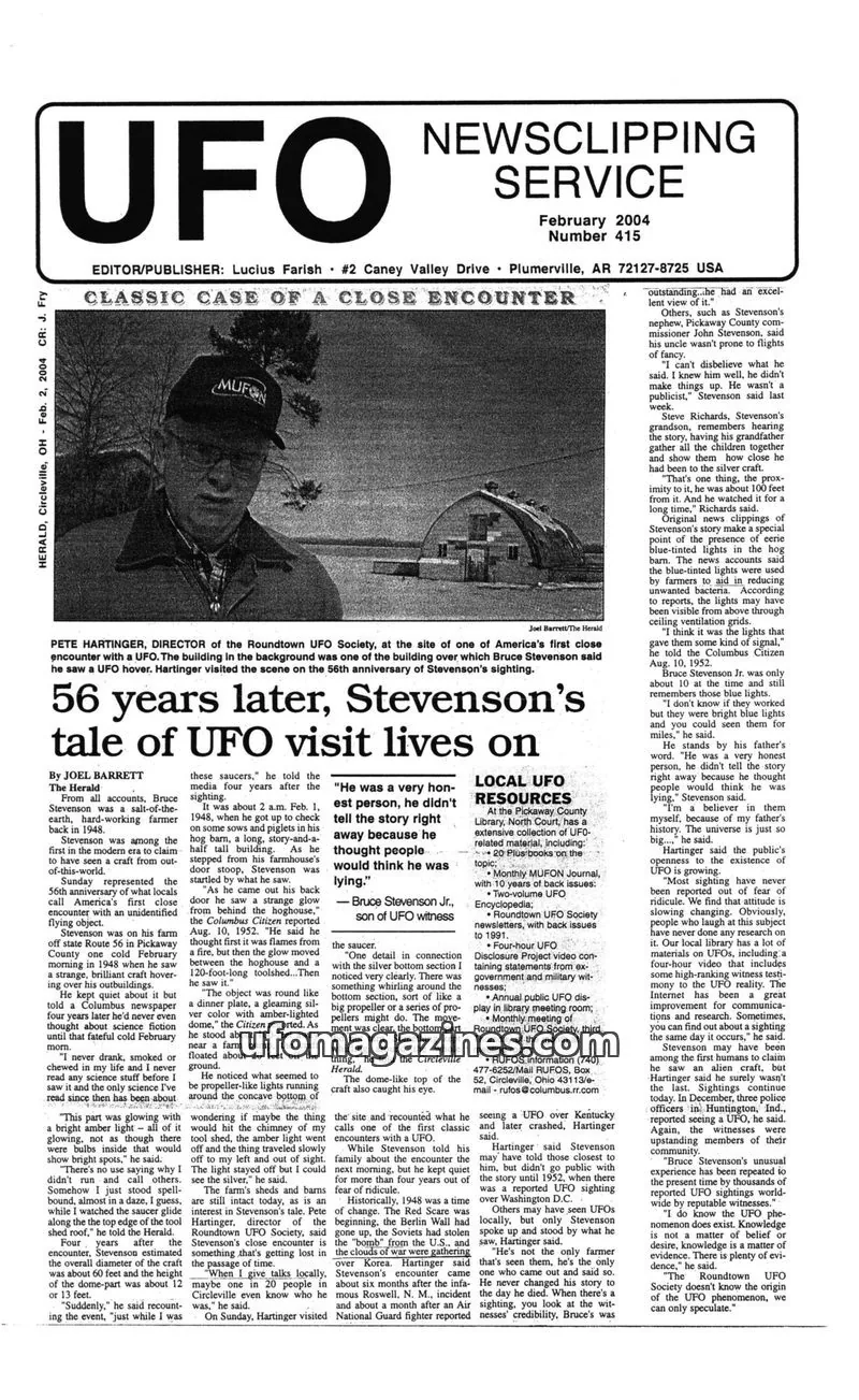 Cover of UFO Newsclipping Service issue 415: UFO
