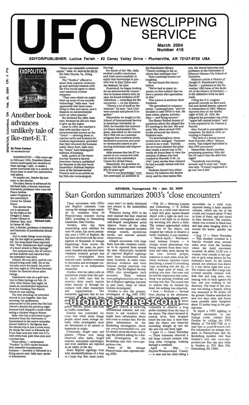 Cover of UFO Newsclipping Service issue 416: UFO NEWSCLIPPING SERVICE