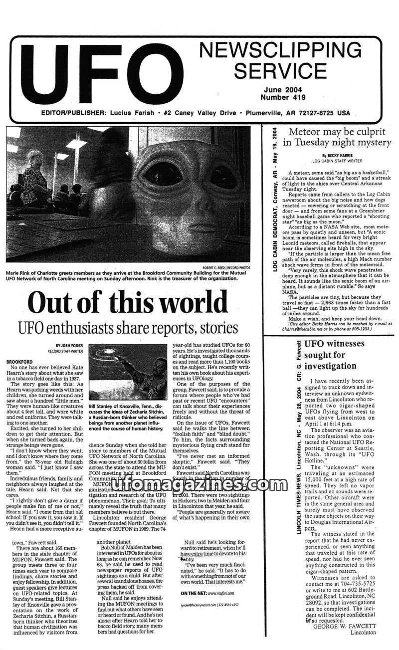 Cover of NEWSCLIPPING SERVICE issue Number 419: UFO
