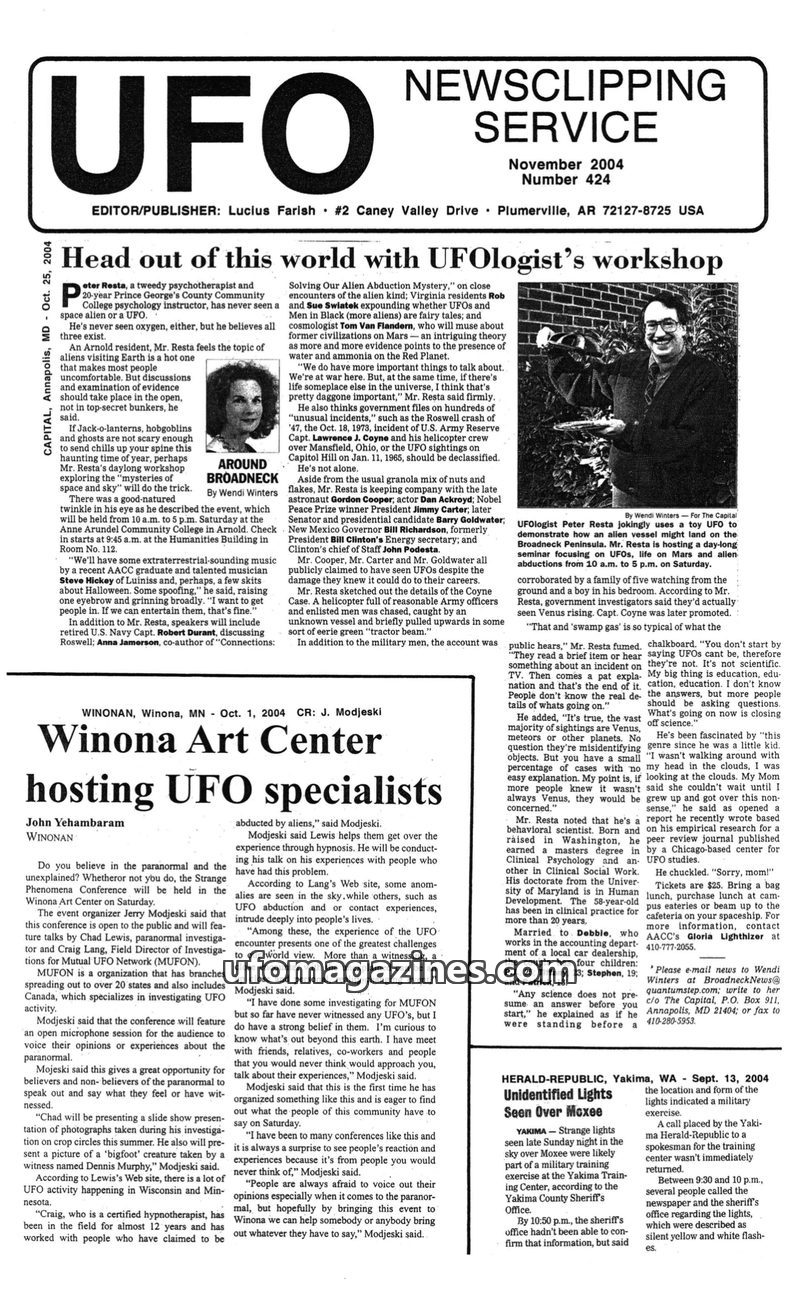 Cover of UFO Newsclipping Service - 2004 11 - no 424