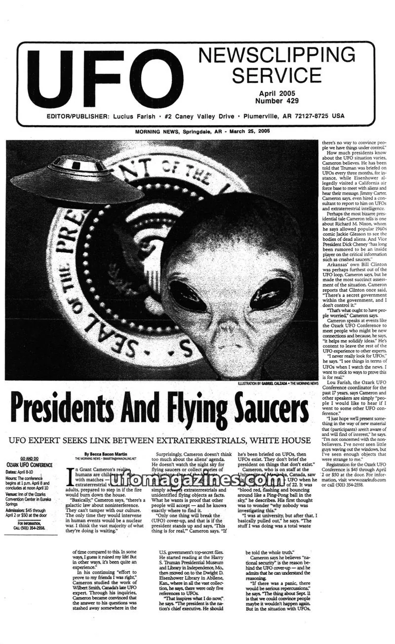 Cover of UFO Newsclipping Service issue April 2005 Number 429: UFO NEWSCLIPPING SERVICE