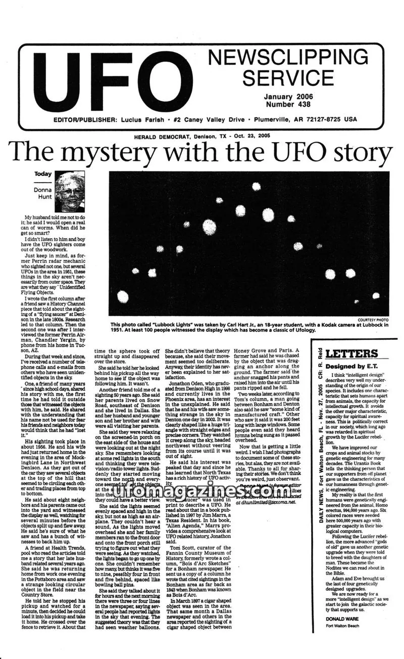 Cover of UFO Newsclipping Service issue 438: UFO NEWSCLIPPING SERVICE