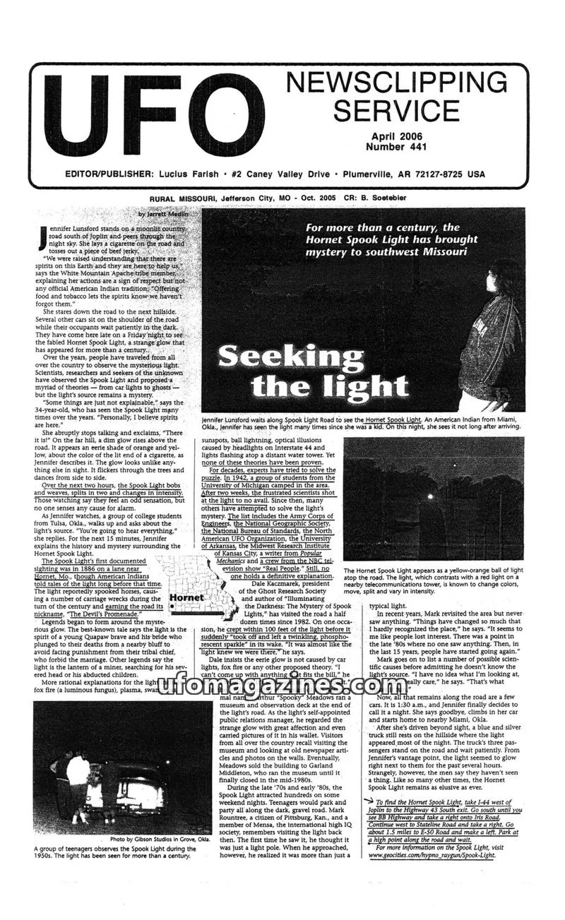 Cover of UFO Newsclipping Service issue 441: UFO NEWSCLIPPING SERVICE