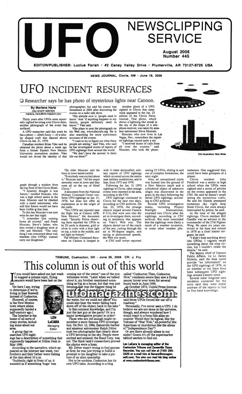 Cover of UFO Newsclipping Service issue 445: UFO NEWSCLIPPING SERVICE