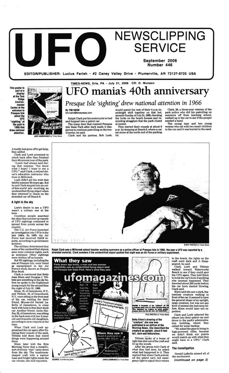 Cover of UFO Newsclipping Service issue Number 446: UFO NEWSCLIPPING SERVICE