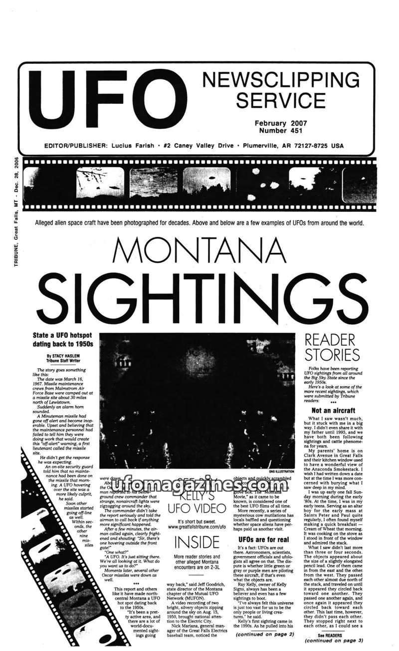 Cover of UFO Newsclipping Service issue Number 451: UFO NEWSCLIPPING SERVICE
