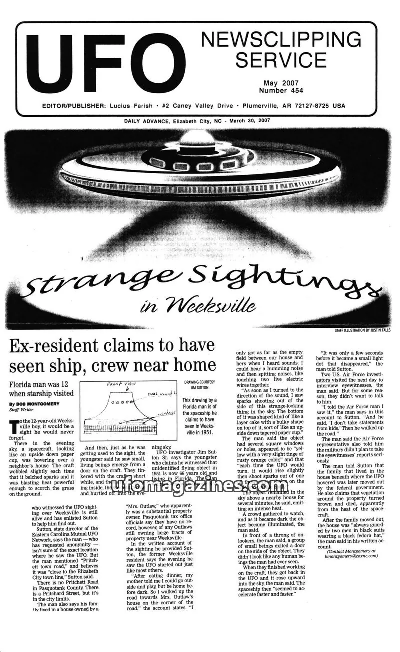 Cover of UFO Newsclipping Service issue 454: UFO NEWSCLIPPING SERVICE