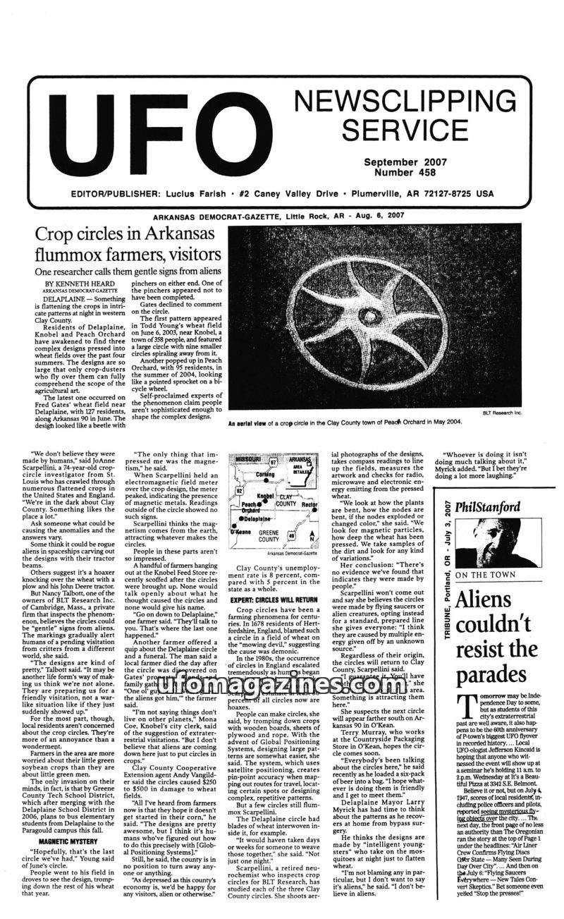 Cover of UFO Newsclipping Service - 2007 09 - no 458