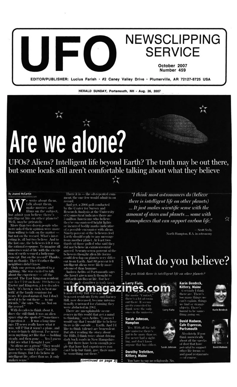 Cover of UFO Newsclipping Service issue 459: UFO NEWSCLIPPING SERVICE