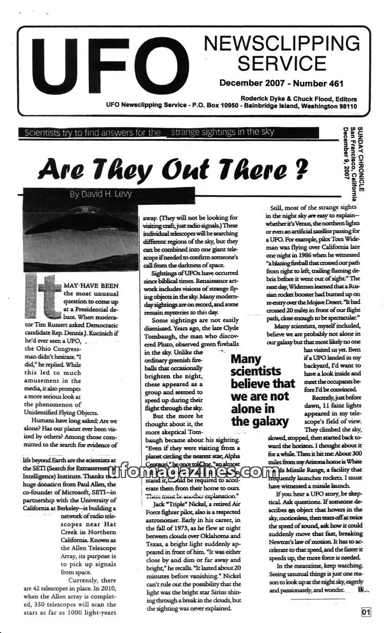 Cover of UFO Newsclipping Service issue Number 461: UFO NEWSCLIPPING SERVICE
