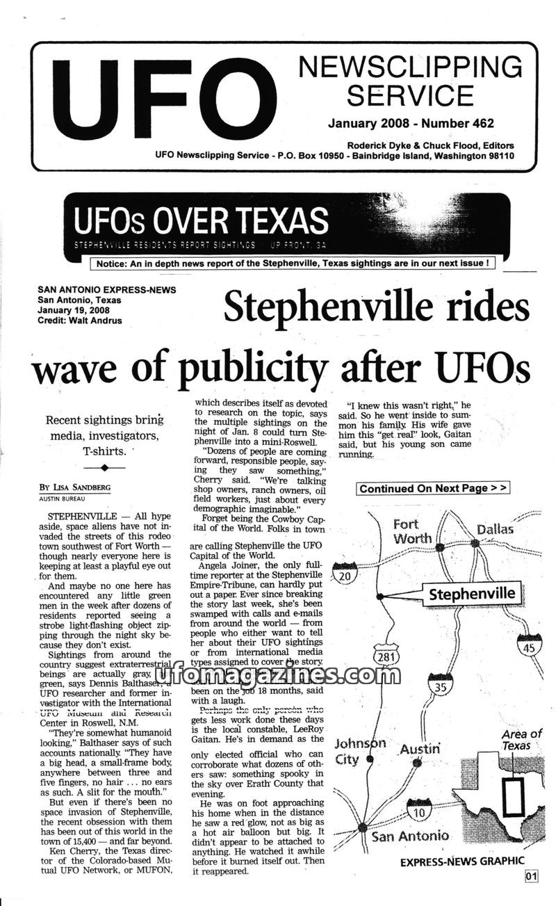 Cover of UFO Newsclipping Service - 2008 01 - no 462