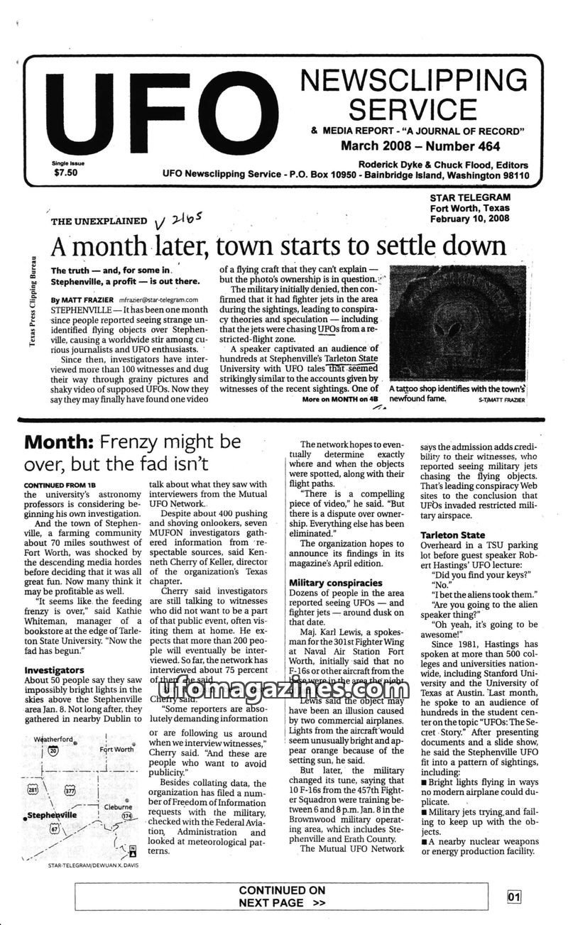 Cover of UFO Newsclipping Service - 2008 03 - no 464