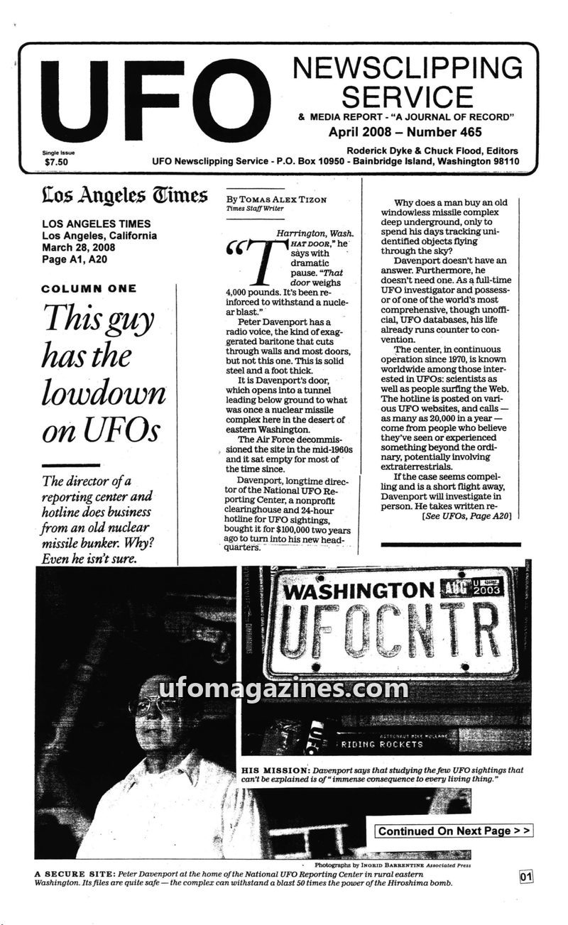 Cover of UFO Newsclipping Service - 2008 04 - no 465