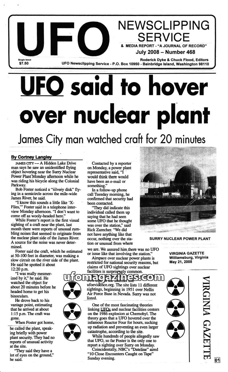 Cover of UFO Newsclipping Service issue Number 468: UFO NEWSCLIPPING SERVICE