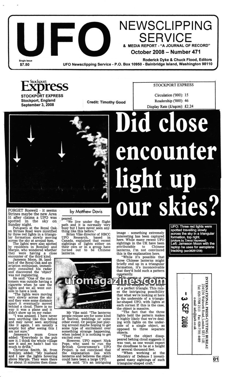 Cover of UFO Newsclipping Service - 2008 10 - no 471