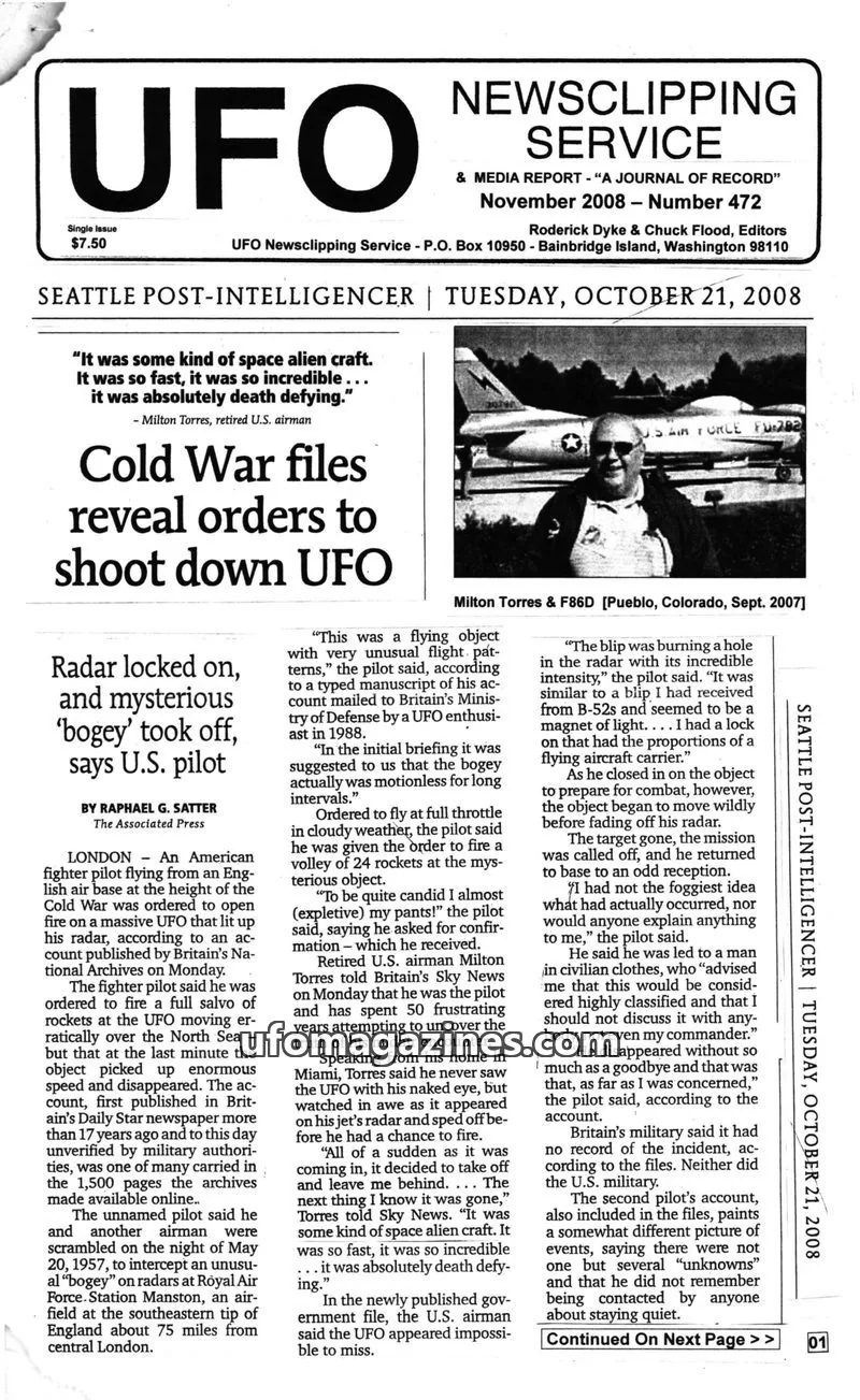 Cover of UFO Newsclipping Service issue Number 472: UFO NEWSCLIPPING SERVICE