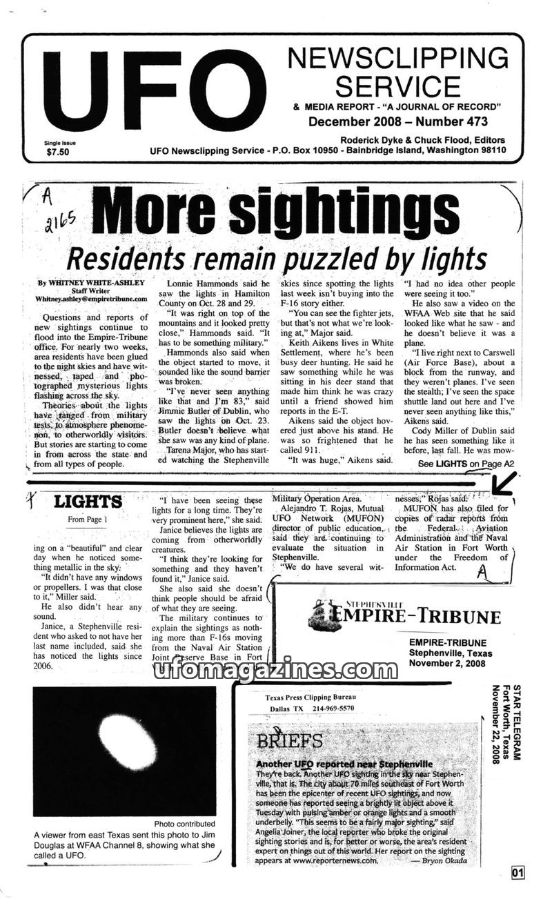 Cover of UFO Newsclipping Service - 2008 12 - no 473