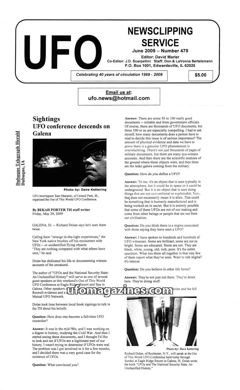 Cover of NEWSCLIPPING SERVICE issue Number 479: UFO