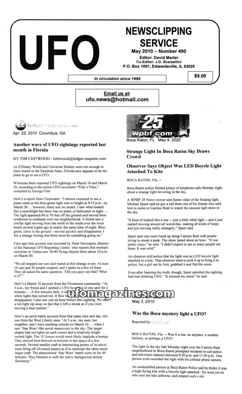 Cover of UFO Newsclipping Service - 2010 05 - no 490